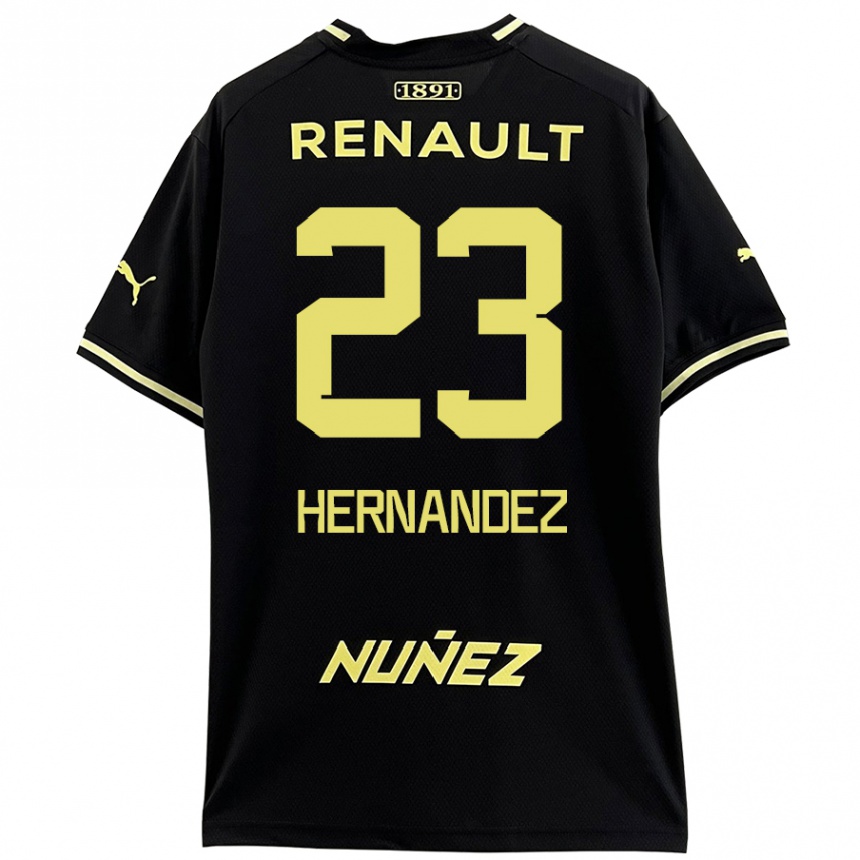 Women Football Abel Hernández #23 Black Yellow Away Jersey 2024/25 T-Shirt Za