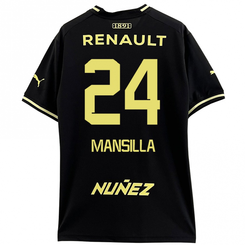 Women Football Brian Mansilla #24 Black Yellow Away Jersey 2024/25 T-Shirt Za