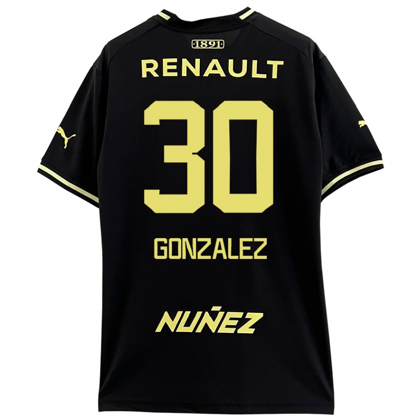 Women Football Ángel González #30 Black Yellow Away Jersey 2024/25 T-Shirt Za