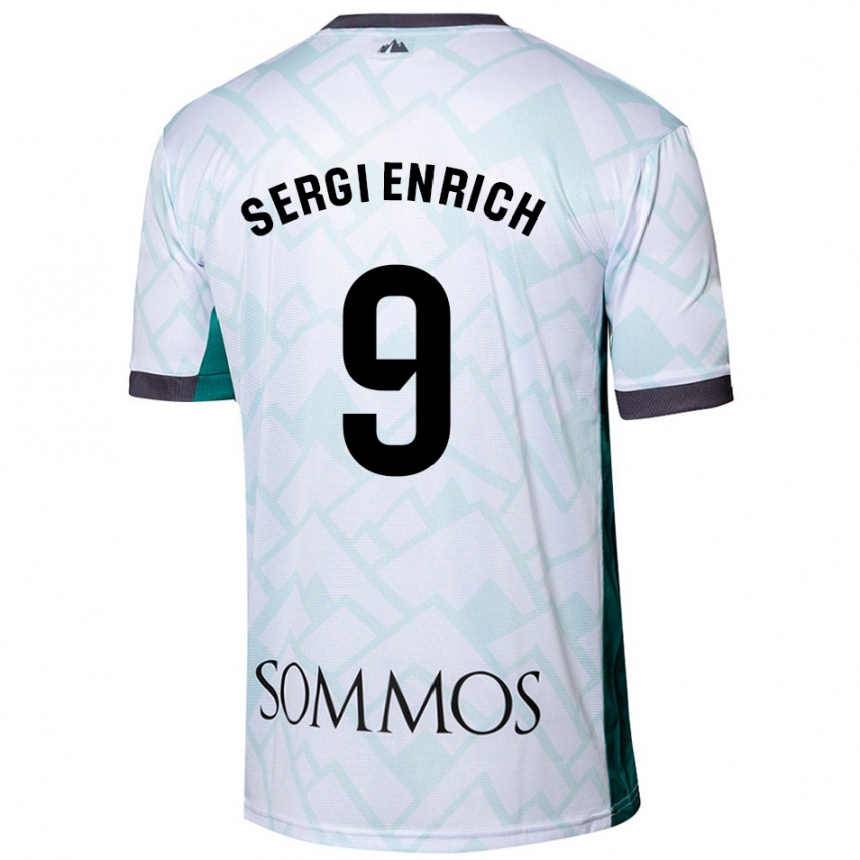 Women Football Sergi Enrich #9 White Green Away Jersey 2024/25 T-Shirt Za