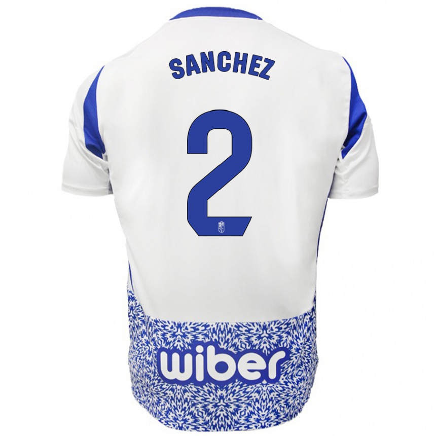 Women Football Rubén Sánchez #2 White Blue Away Jersey 2024/25 T-Shirt Za