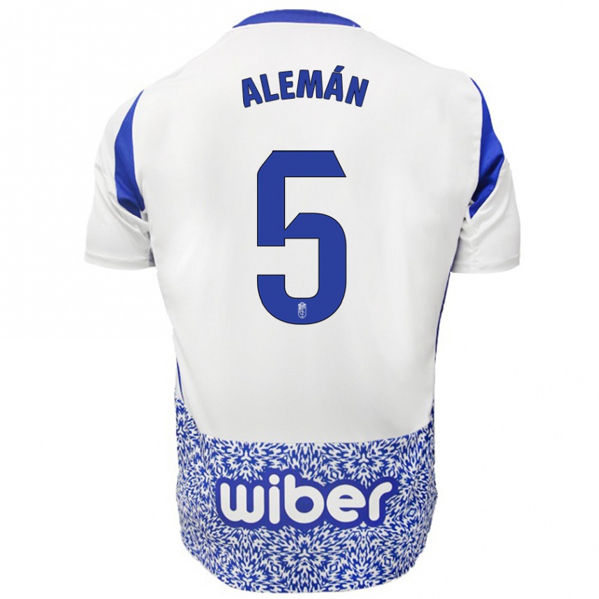 Women Football Carlos Alemán #5 White Blue Away Jersey 2024/25 T-Shirt Za