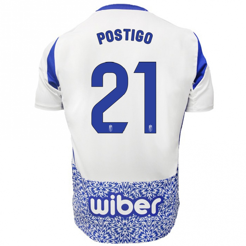 Women Football Postigo #21 White Blue Away Jersey 2024/25 T-Shirt Za