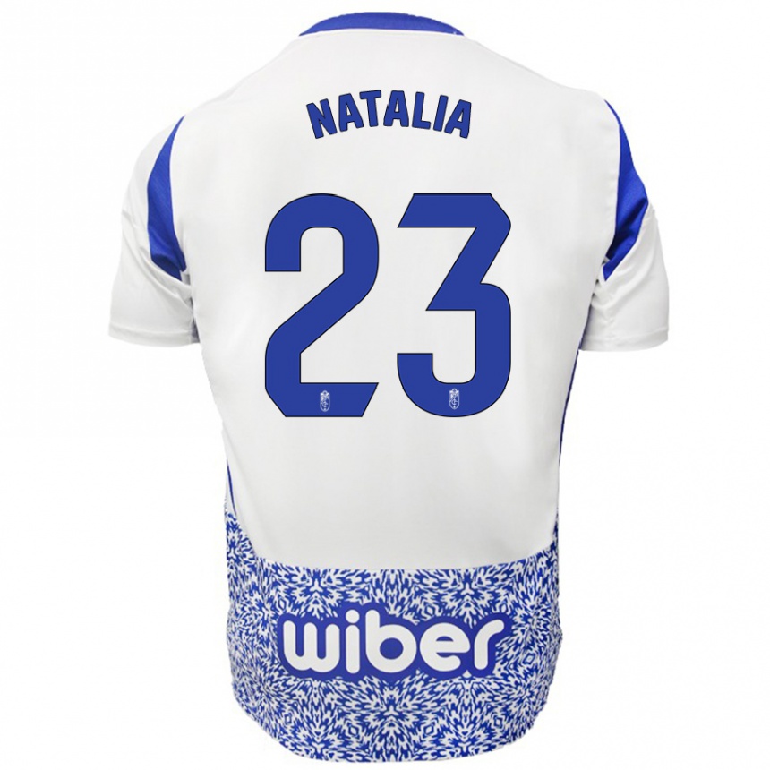 Women Football Natalia #23 White Blue Away Jersey 2024/25 T-Shirt Za