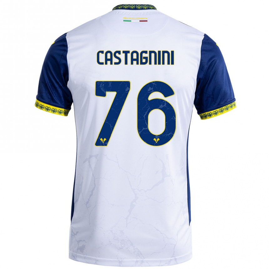 Women Football Mirko Castagnini #76 White Blue Away Jersey 2024/25 T-Shirt Za