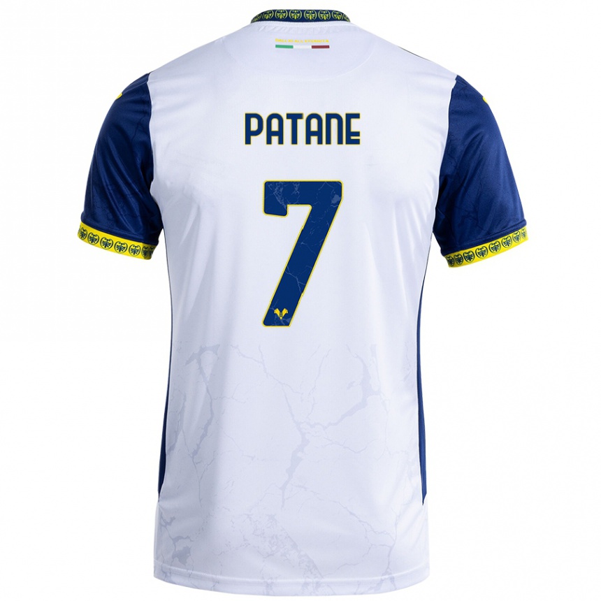 Women Football Nicola Patanè #7 White Blue Away Jersey 2024/25 T-Shirt Za