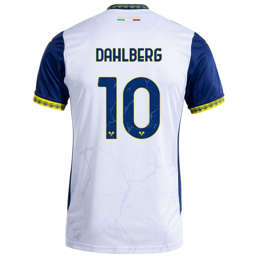 Women Football Jonna Dahlberg #10 White Blue Away Jersey 2024/25 T-Shirt Za