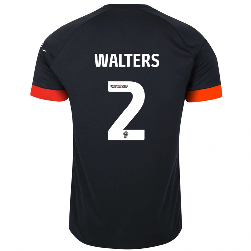 Women Football Reuell Walters #2 Black Orange Away Jersey 2024/25 T-Shirt Za