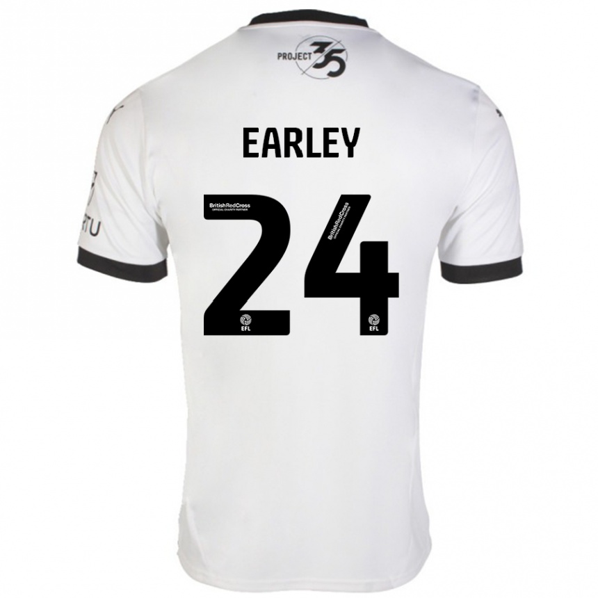 Women Football Saxon Earley #24 White Black Away Jersey 2024/25 T-Shirt Za