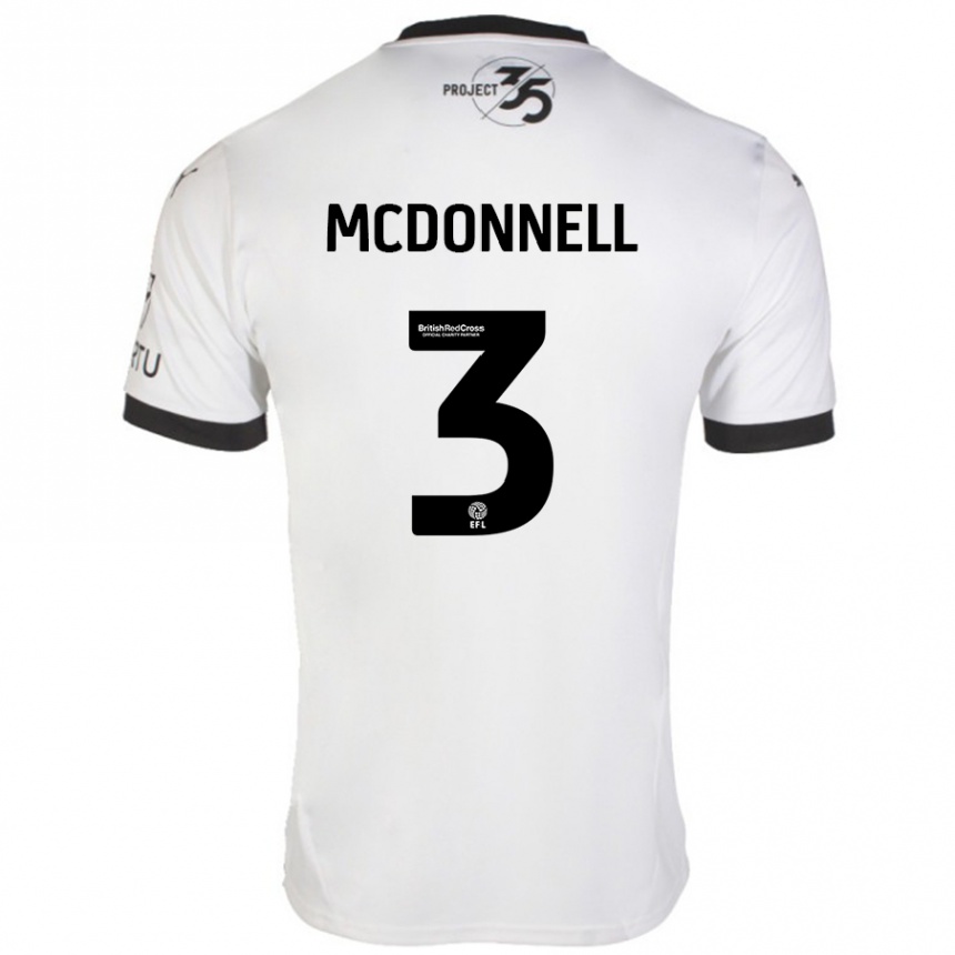 Women Football Rosie Mcdonnell #3 White Black Away Jersey 2024/25 T-Shirt Za