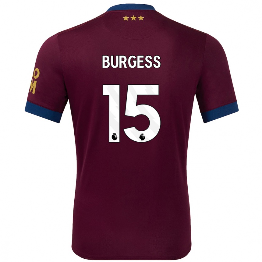 Women Football Cameron Burgess #15 Brown Away Jersey 2024/25 T-Shirt Za