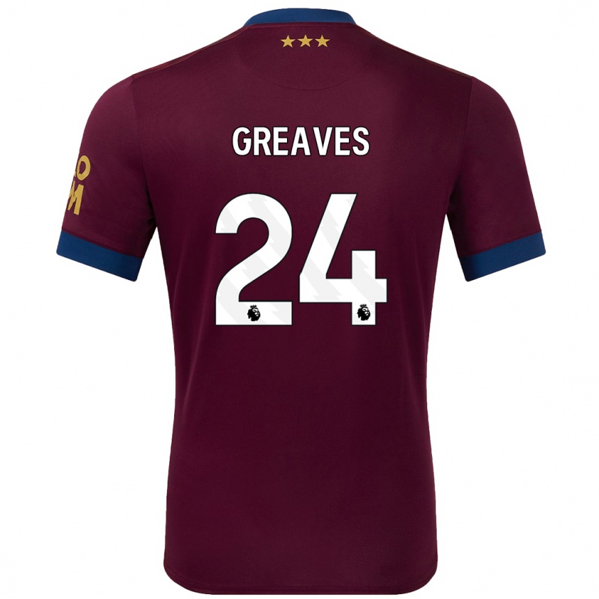 Women Football Jacob Greaves #24 Brown Away Jersey 2024/25 T-Shirt Za