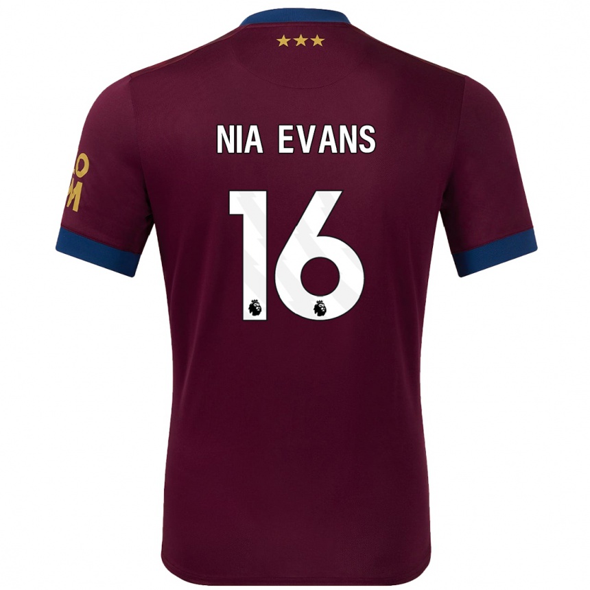 Women Football Nia Evans #16 Brown Away Jersey 2024/25 T-Shirt Za