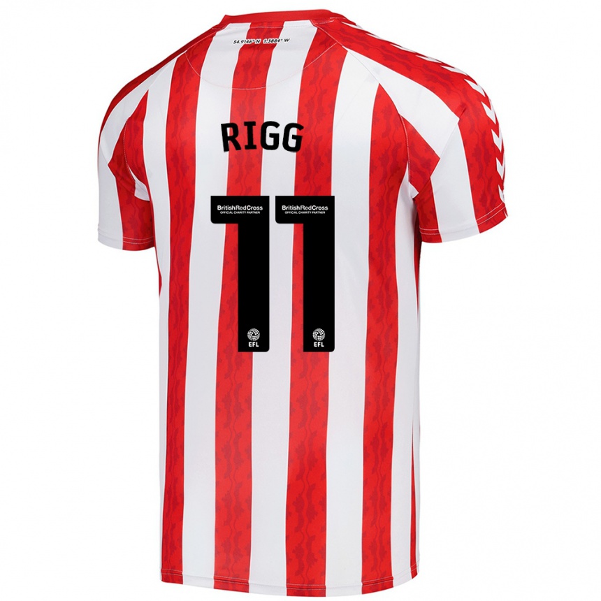 Kids Football Chris Rigg #11 Red White Home Jersey 2024/25 T-Shirt Za