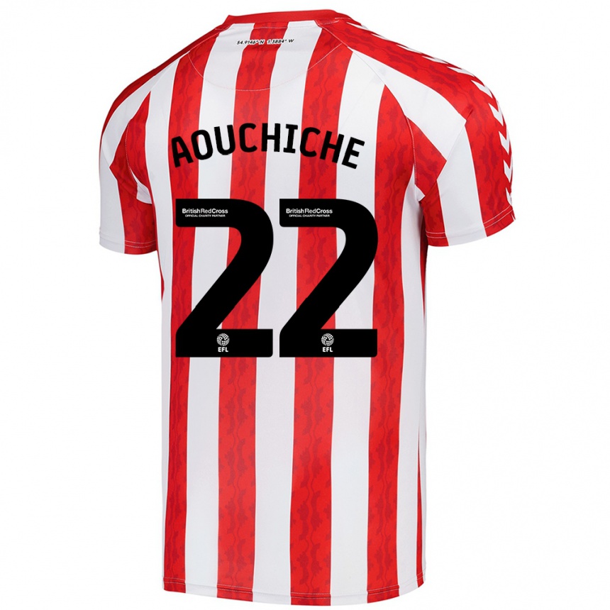 Kids Football Adil Aouchiche #22 Red White Home Jersey 2024/25 T-Shirt Za