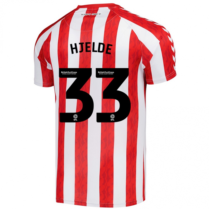 Kids Football Leo Fuhr Hjelde #33 Red White Home Jersey 2024/25 T-Shirt Za