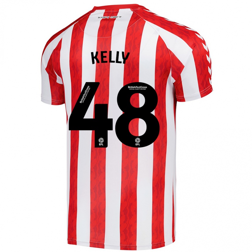 Kids Football Caden Kelly #48 Red White Home Jersey 2024/25 T-Shirt Za