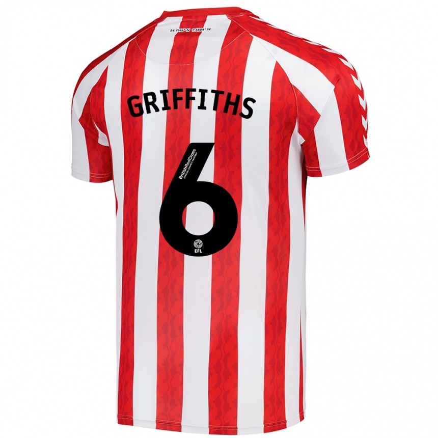 Kids Football Louise Griffiths #6 Red White Home Jersey 2024/25 T-Shirt Za