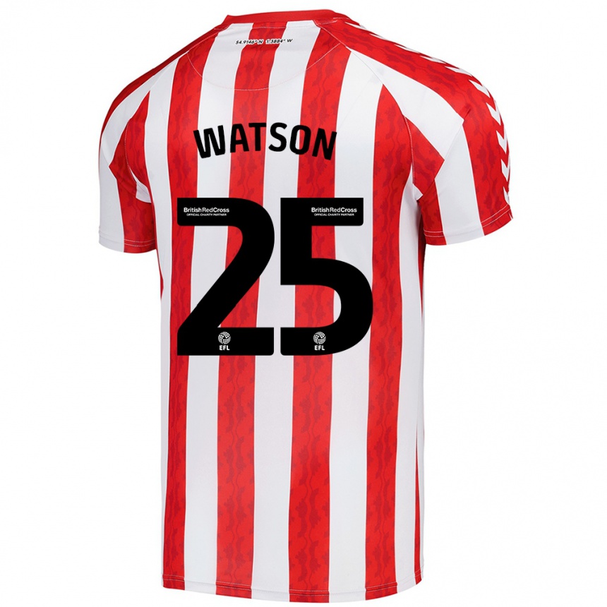 Kids Football Katy Watson #25 Red White Home Jersey 2024/25 T-Shirt Za