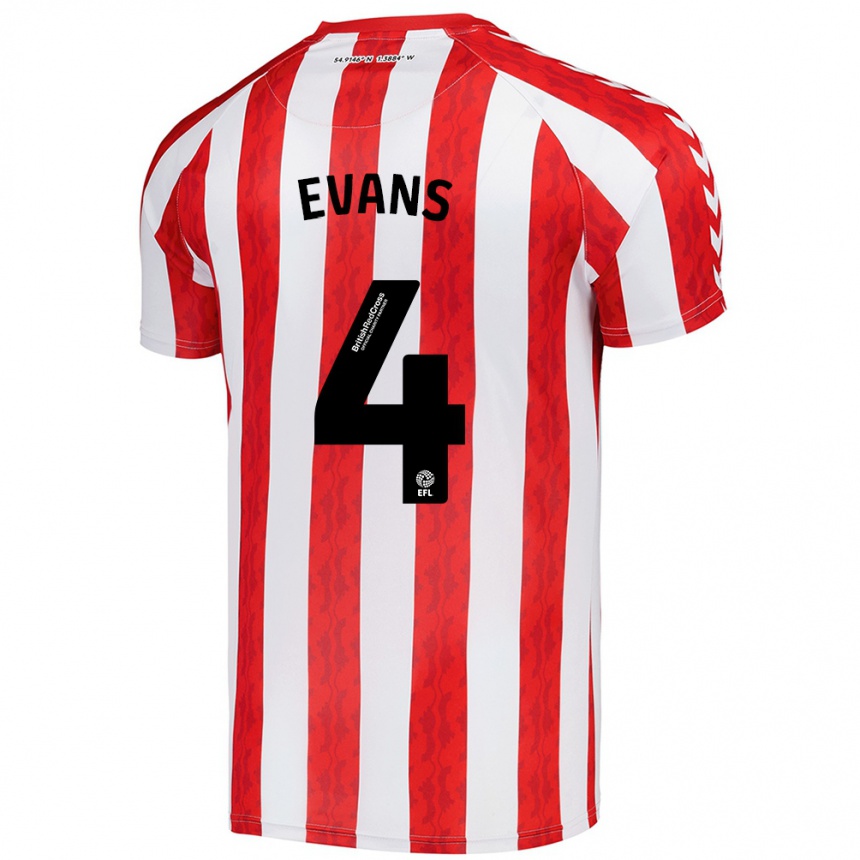 Kids Football Corry Evans #4 Red White Home Jersey 2024/25 T-Shirt Za