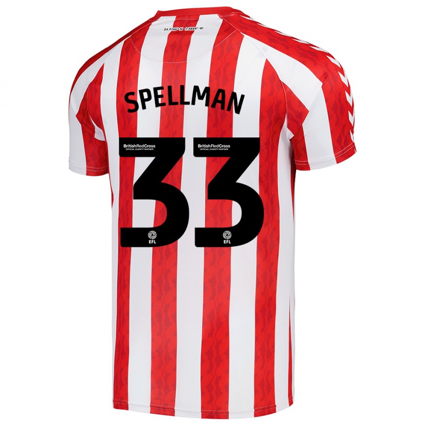 Kids Football Michael Spellman #33 Red White Home Jersey 2024/25 T-Shirt Za