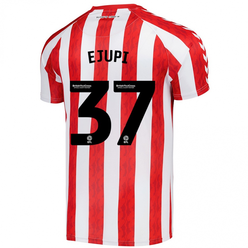 Kids Football Elizabeta Ejupi #37 Red White Home Jersey 2024/25 T-Shirt Za