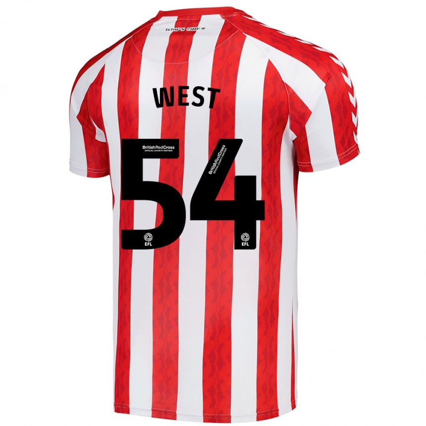 Kids Football Ella West #54 Red White Home Jersey 2024/25 T-Shirt Za