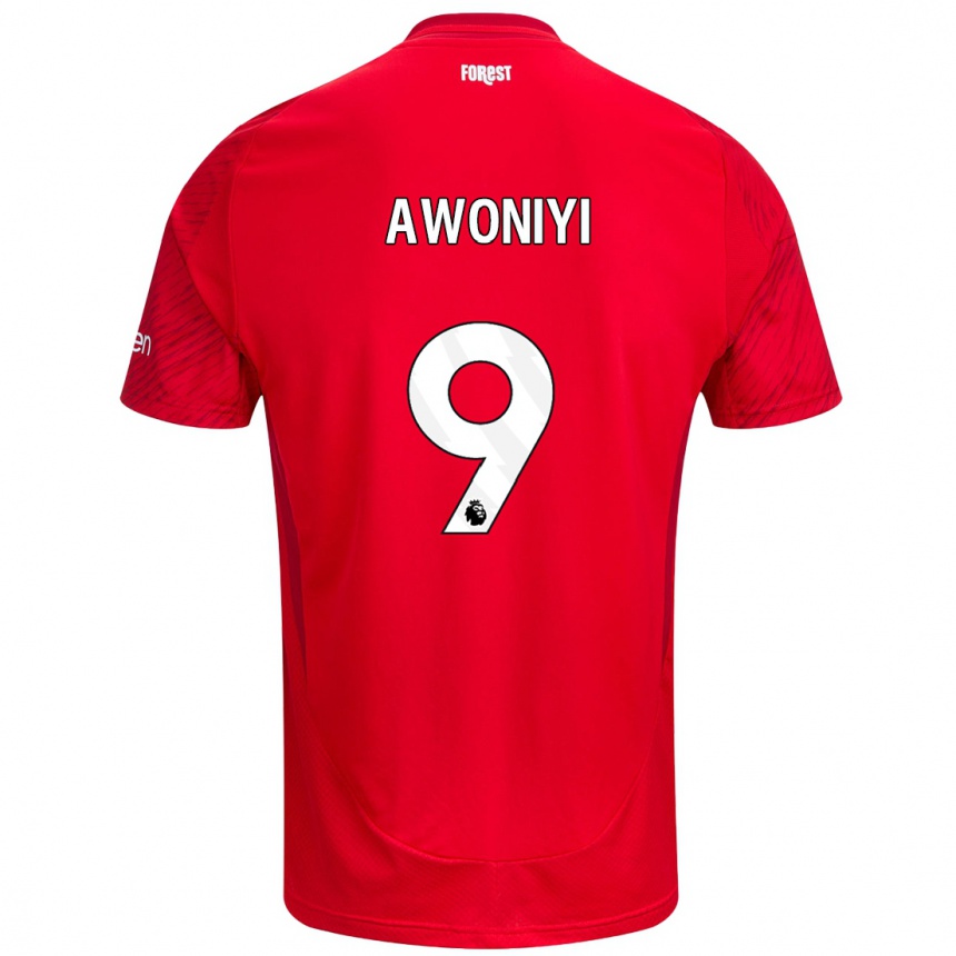 Kids Football Taiwo Awoniyi #9 Red White Home Jersey 2024/25 T-Shirt Za