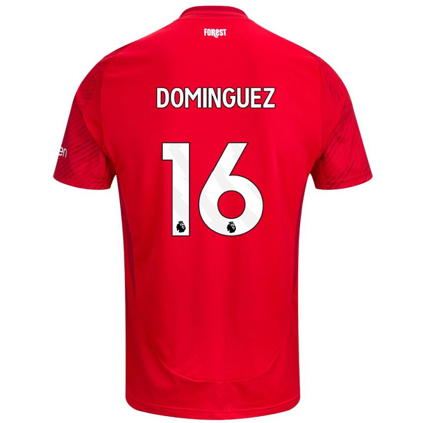 Kids Football Nicolás Domínguez #16 Red White Home Jersey 2024/25 T-Shirt Za