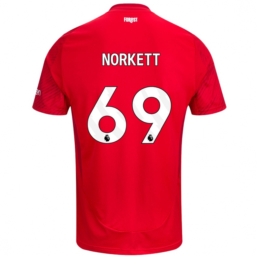 Kids Football Manni Norkett #69 Red White Home Jersey 2024/25 T-Shirt Za