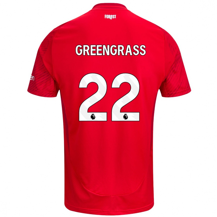 Kids Football Charlotte Greengrass #22 Red White Home Jersey 2024/25 T-Shirt Za