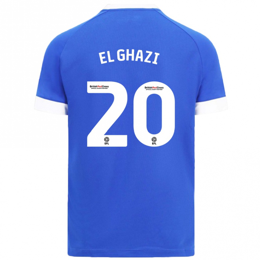 Kids Football Anwar El Ghazi #20 Sky Blue Home Jersey 2024/25 T-Shirt Za