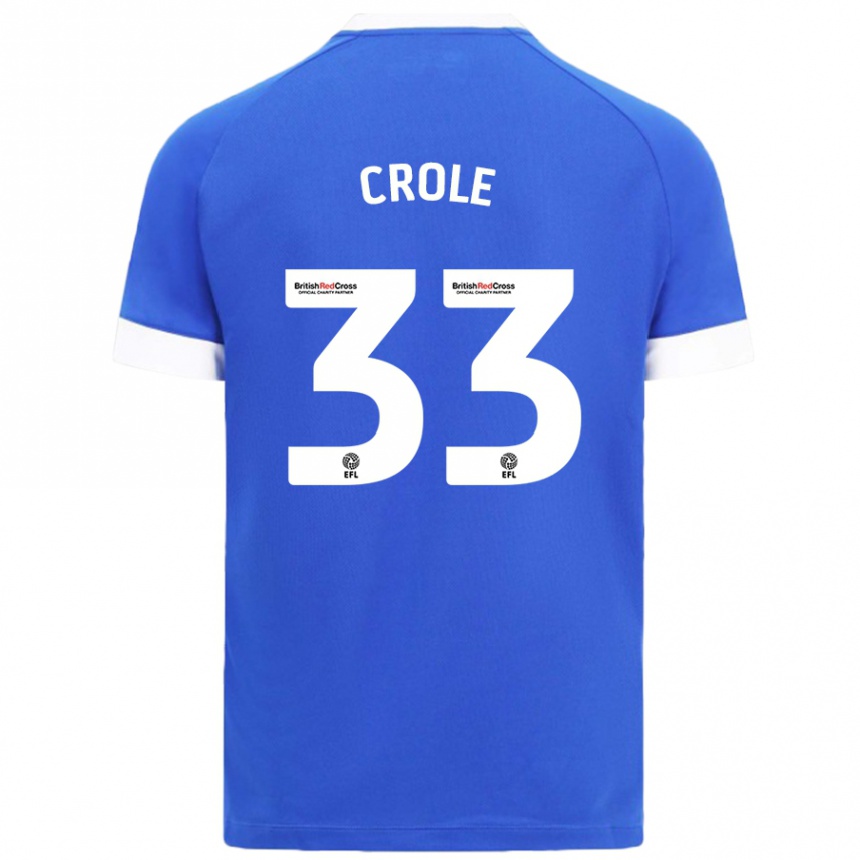 Kids Football James Crole #33 Sky Blue Home Jersey 2024/25 T-Shirt Za