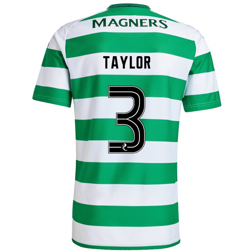 Kids Football Greg Taylor #3 Green White Home Jersey 2024/25 T-Shirt Za