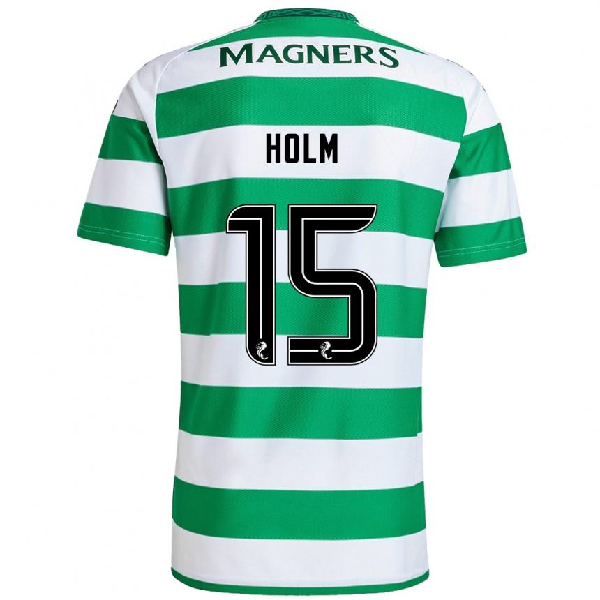 Kids Football Odin Thiago Holm #15 Green White Home Jersey 2024/25 T-Shirt Za