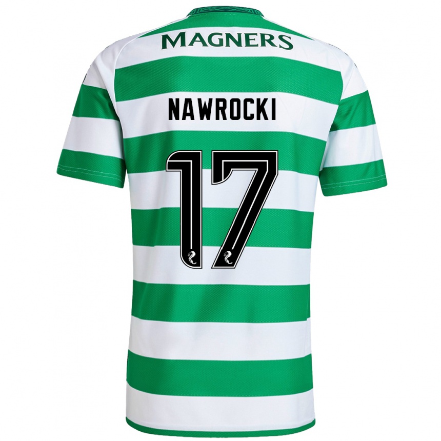 Kids Football Maik Nawrocki #17 Green White Home Jersey 2024/25 T-Shirt Za