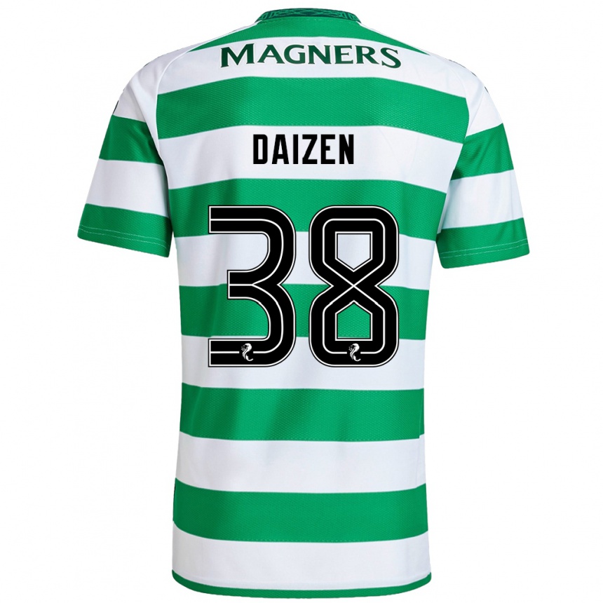 Kids Football Daizen Maeda #38 Green White Home Jersey 2024/25 T-Shirt Za