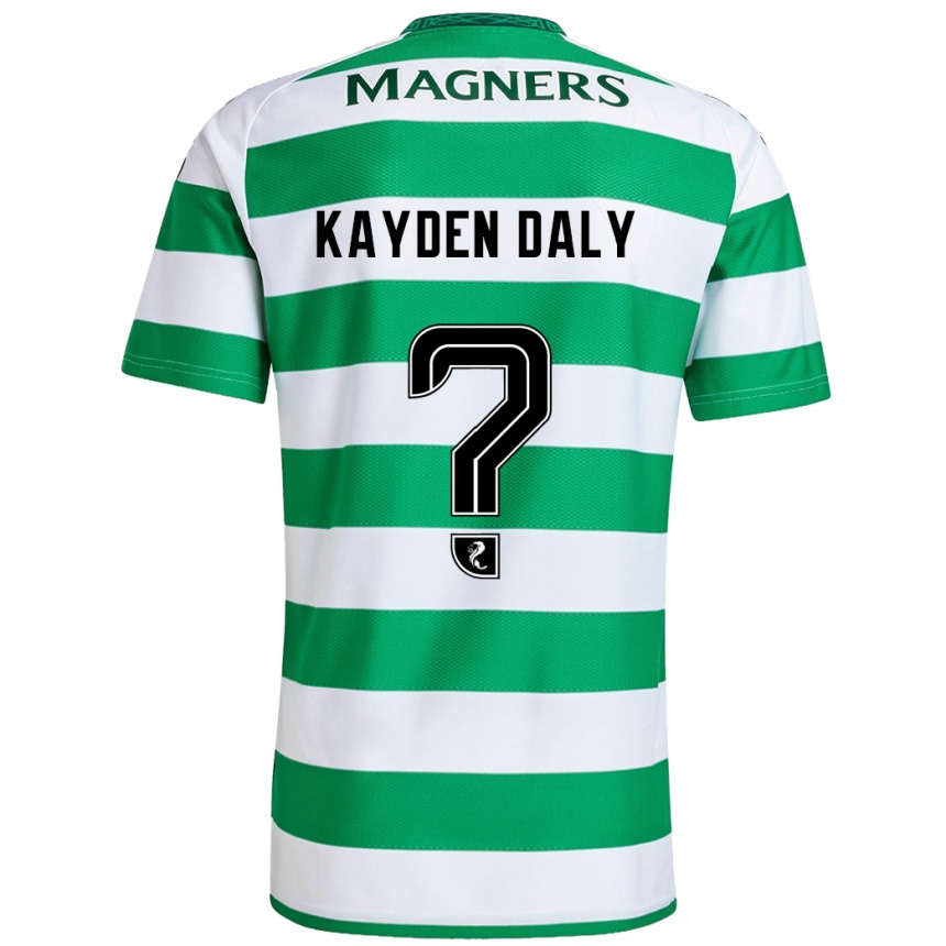 Kids Football Kayden Daly #0 Green White Home Jersey 2024/25 T-Shirt Za