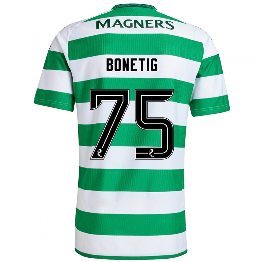 Kids Football Liam Bonetig #75 Green White Home Jersey 2024/25 T-Shirt Za