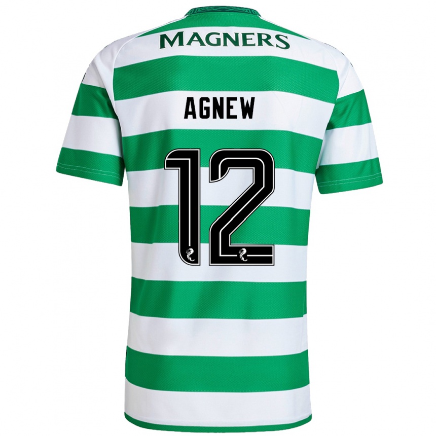 Kids Football Murphy Agnew #12 Green White Home Jersey 2024/25 T-Shirt Za