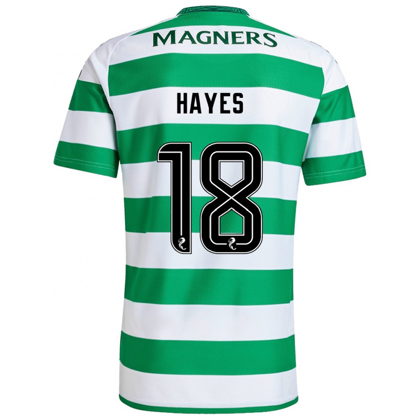 Kids Football Caitlin Hayes #18 Green White Home Jersey 2024/25 T-Shirt Za