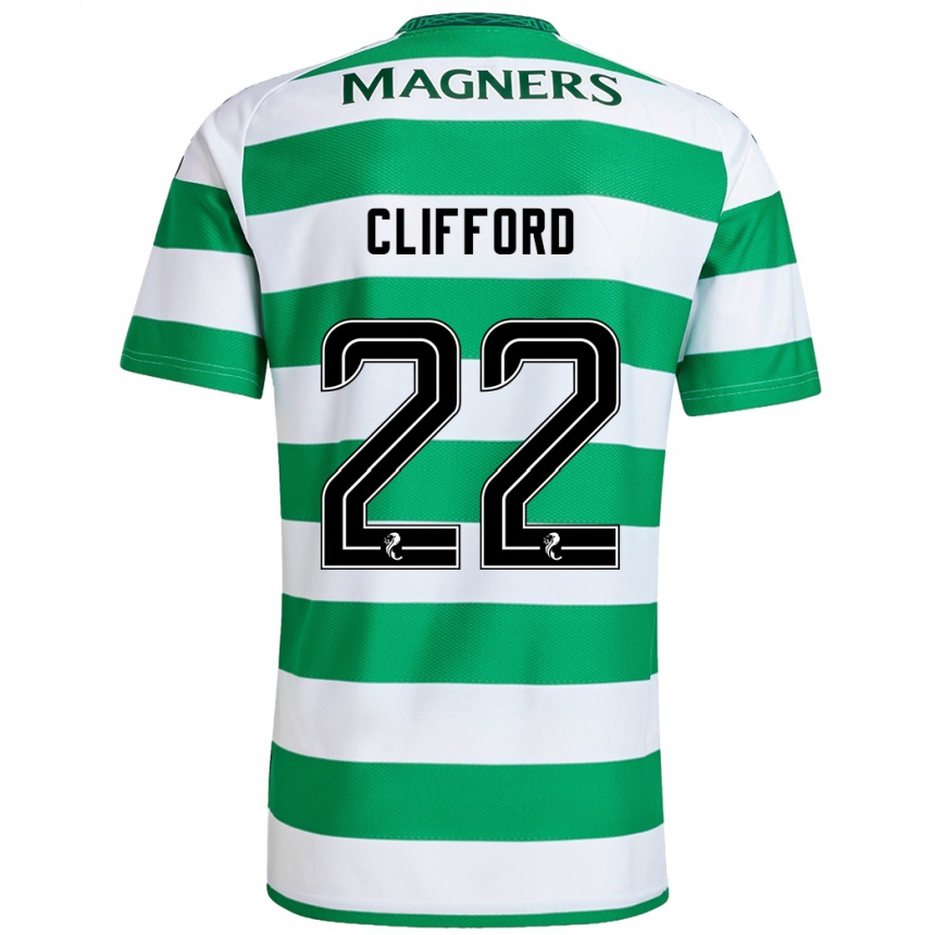 Kids Football Lucy Ashworth-Clifford #22 Green White Home Jersey 2024/25 T-Shirt Za