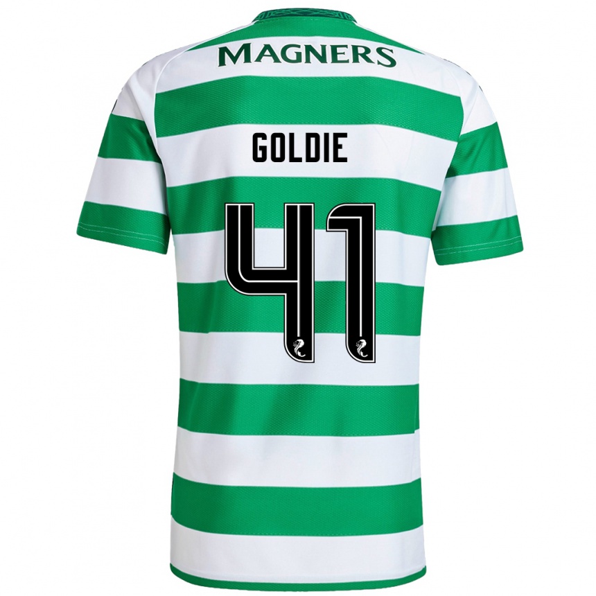 Kids Football Clare Goldie #41 Green White Home Jersey 2024/25 T-Shirt Za