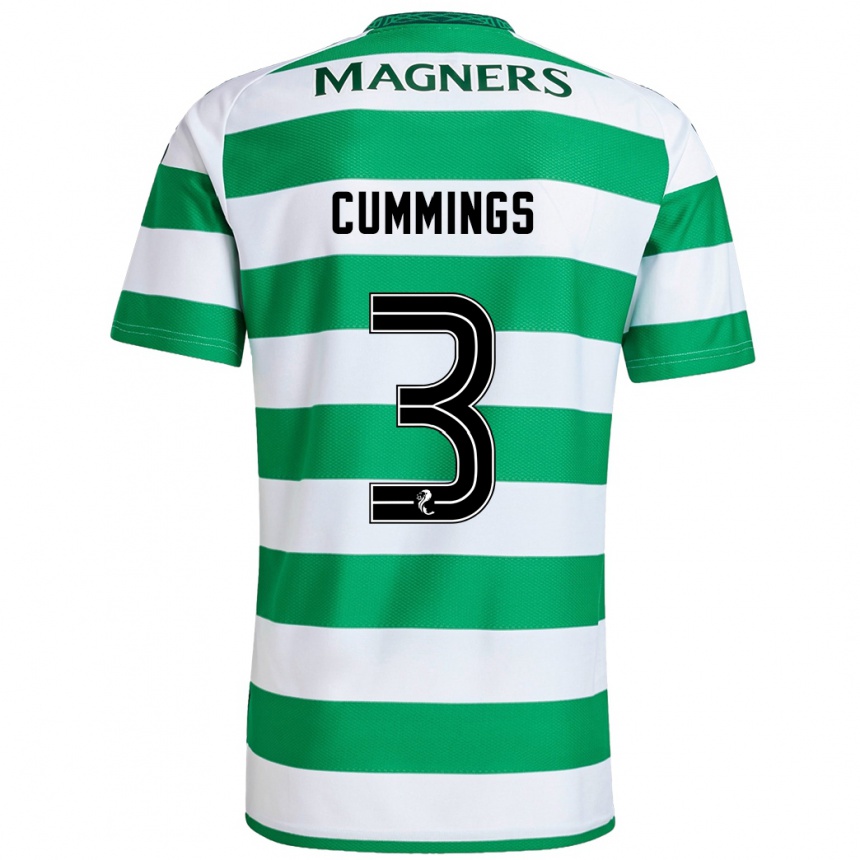 Kids Football Sydney Cummings #3 Green White Home Jersey 2024/25 T-Shirt Za