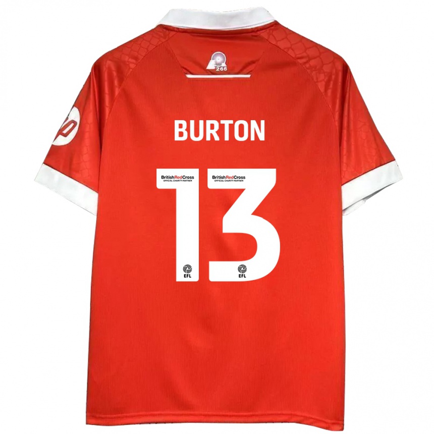 Kids Football Callum Burton #13 Red White Home Jersey 2024/25 T-Shirt Za