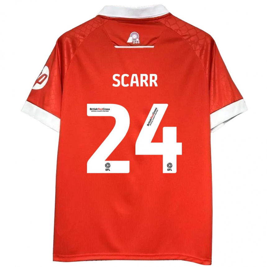 Kids Football Dan Scarr #24 Red White Home Jersey 2024/25 T-Shirt Za