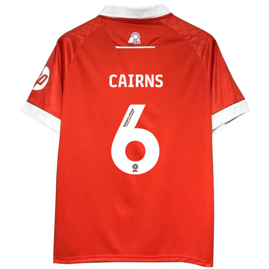 Kids Football Brooke Cairns #6 Red White Home Jersey 2024/25 T-Shirt Za