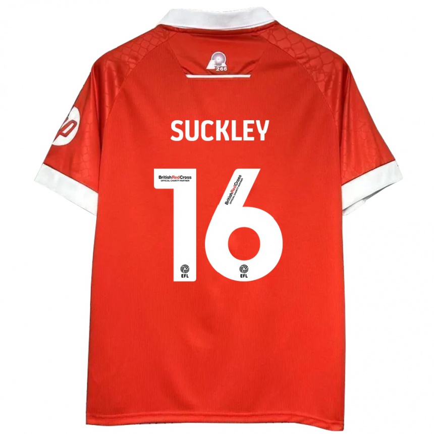 Kids Football Ava Suckley #16 Red White Home Jersey 2024/25 T-Shirt Za