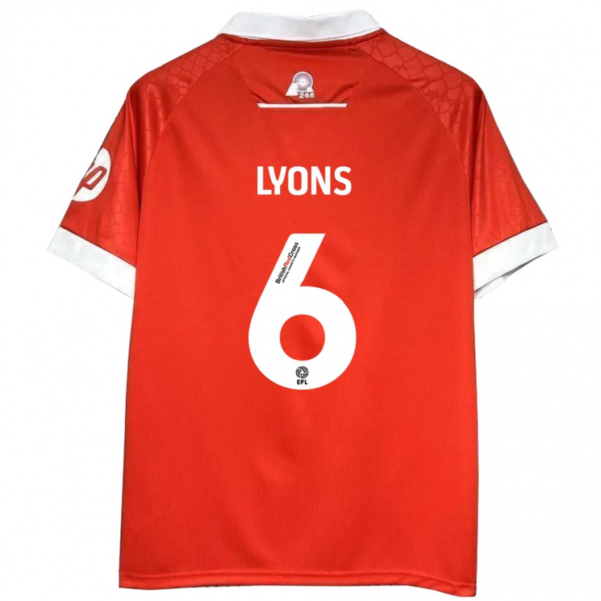 Kids Football Lauryn Lyons #6 Red White Home Jersey 2024/25 T-Shirt Za