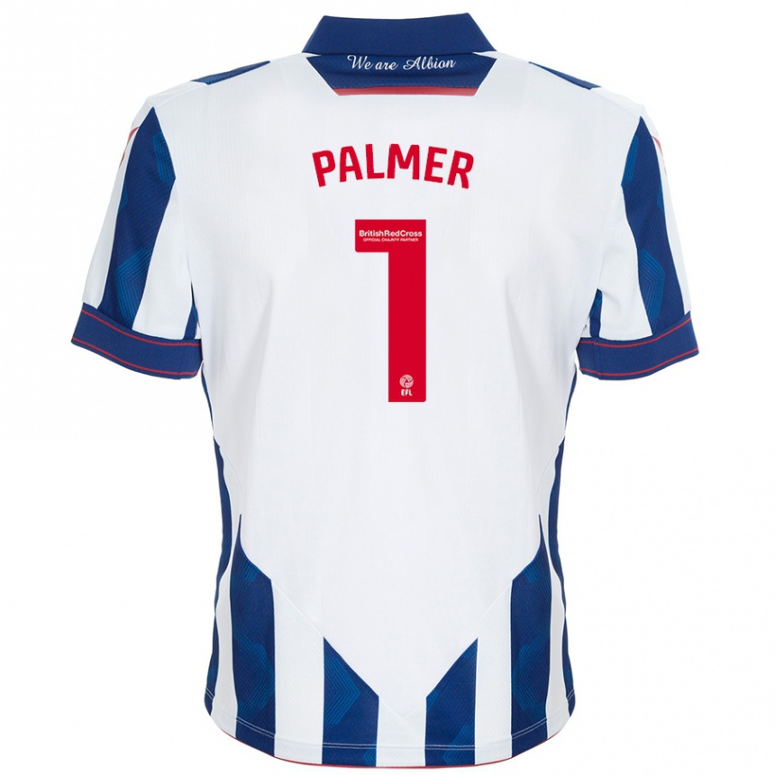 Kids Football Alex Palmer #1 White Dark Blue Home Jersey 2024/25 T-Shirt Za